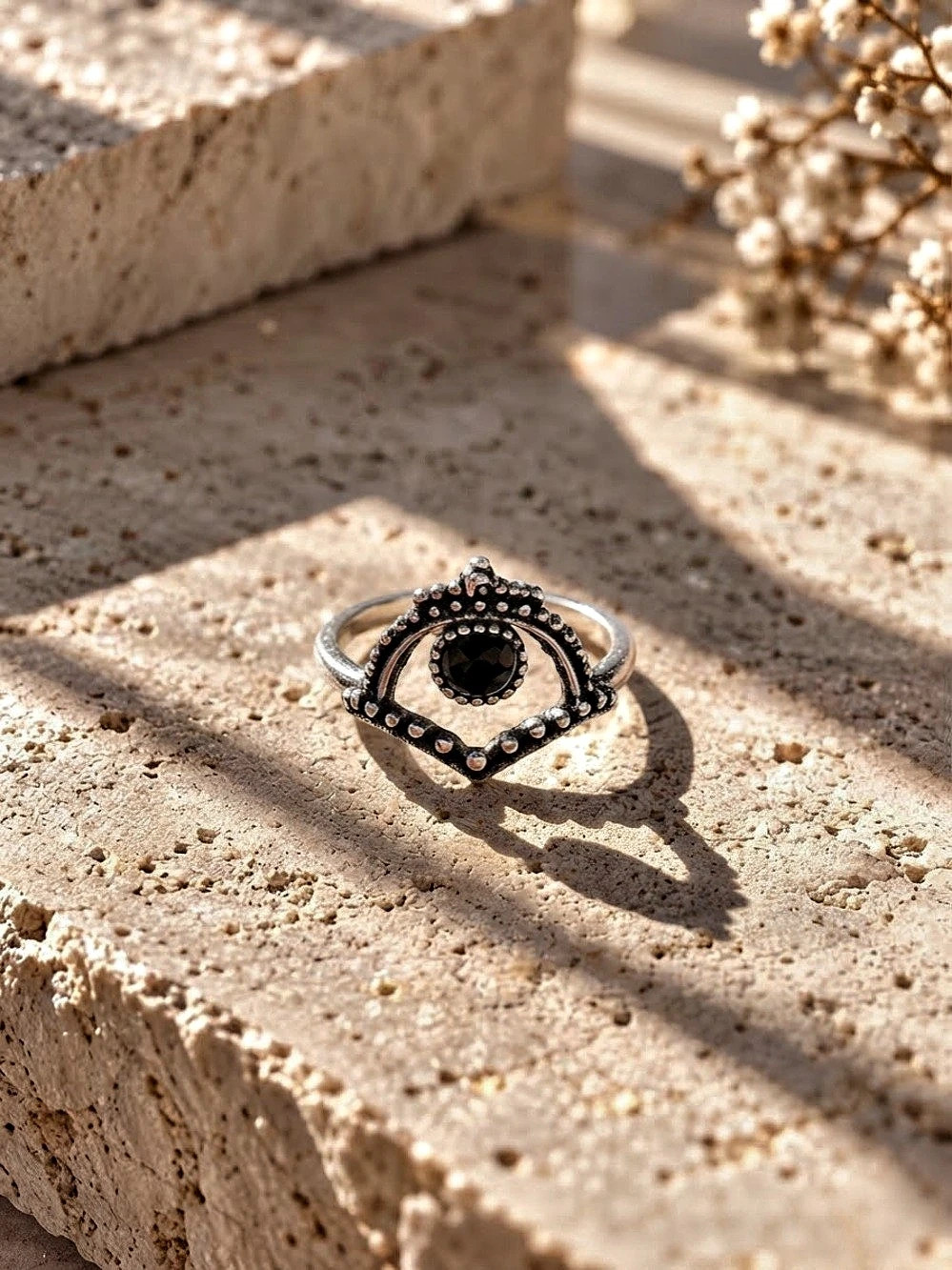 Black & Silver tone Statement Ring